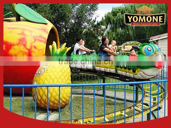 Electrical worm design track train for adult and kids apple bug roller coaster amusement rides