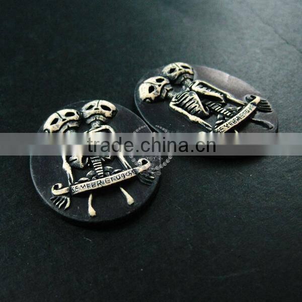 30x40mm oval black twins skull skeleton steam punk resin cameo DIY halloween cabochon vintage pendant charm jewelry supplies 412