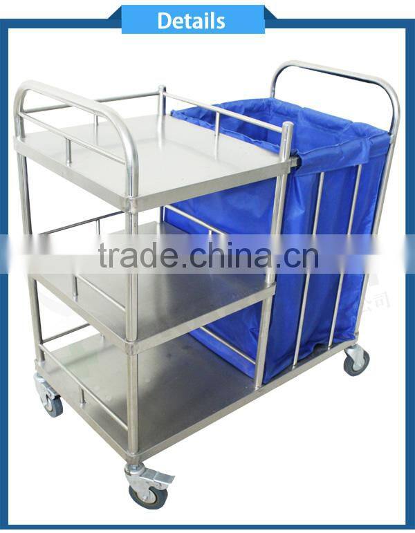 Kareway stainless steel hospital waste cart with wheels,hospital cleaning trolley