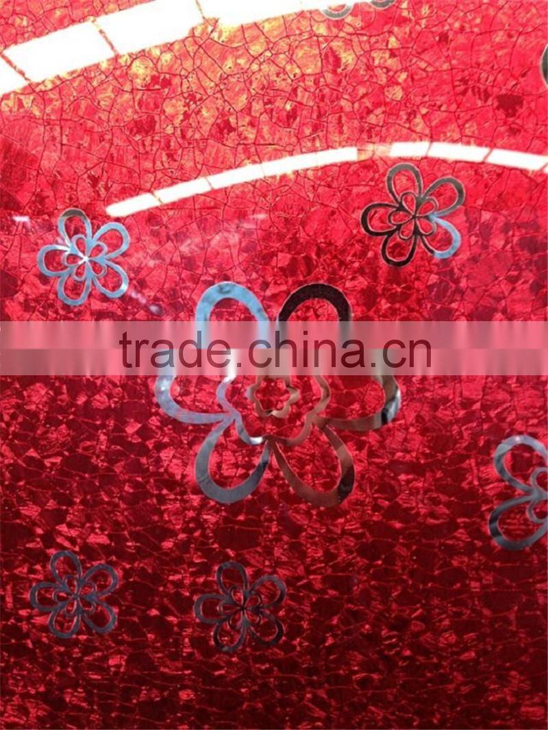 cheap supplier design ice flower mirror glass for kitchen cabinet