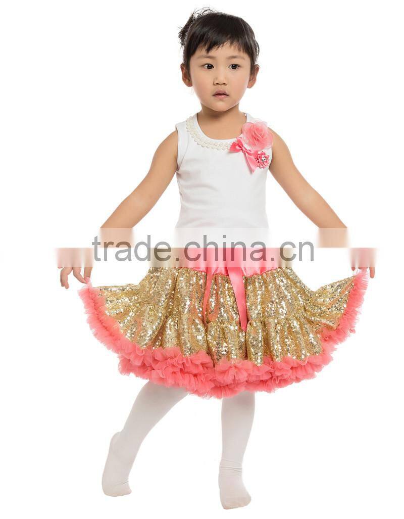 Wholesale baby girls Pettiskirt Ruffle Chiffon Petti Top Set 0-9 years tutu Pettiskirt
