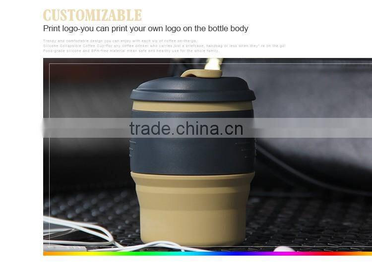 Colorful soft non-toxic collapsible silicone mugs for sublimation