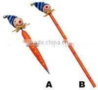 OEM design cartoon pen/pen with cartoon head/wooden pen with animal top