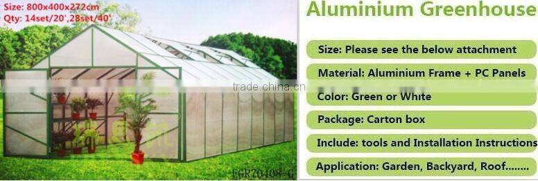 plastic decorative aluminum tunnel polycarbonate greenhouse for sale