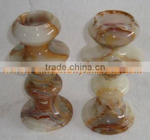 NATURAL COLOR ONYX CANDLE HOLDERS STANDS