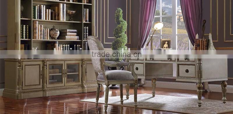 French Style Executive Office Desk With Armchair, Retro Classic Wood Carving Writing Table, Noble French Home Office Furniture