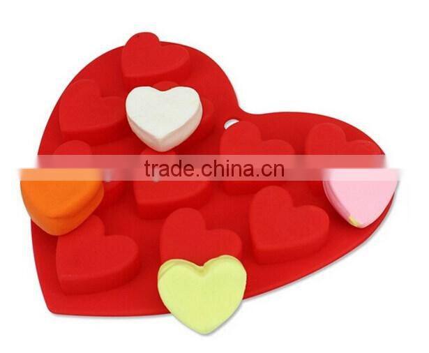10-Capacity Heart Shape Silicone Cake Mold,Soap Cookie Chocolate Candy Cake Pan