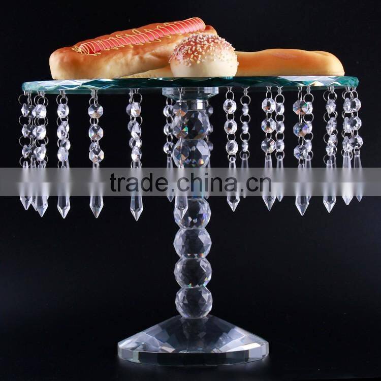New product simple design bright crystal cake stand plate for wholesale