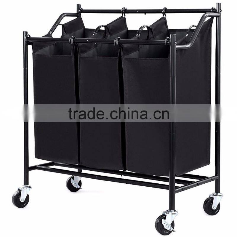 VIVINATURE Heavy Duty 3Bag Laundry Sorter Cart With Chrome Plating Process