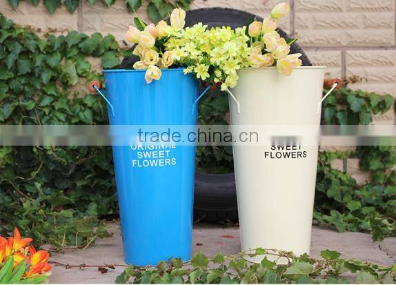 cheap bulk galvanized metal french high white painted tall flower vase