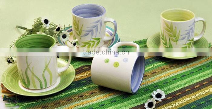 200ml 6pcs set ceramic mug with saucer 6pcs porcelain mug with saucer