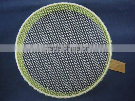Round wire decorative with green pearl fruit handle basket