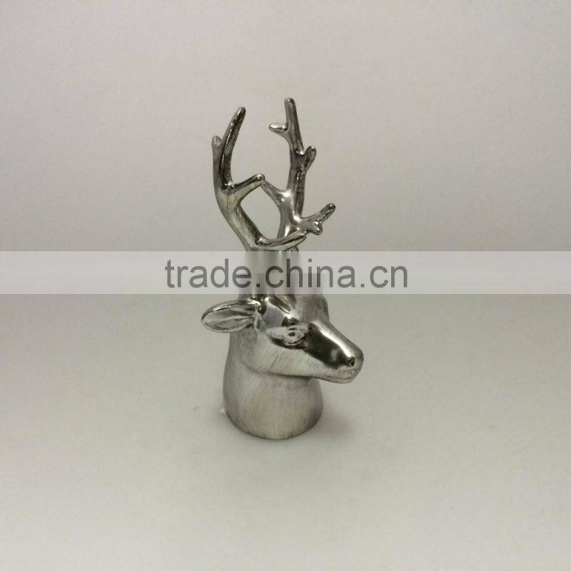 Silver Home Decoration Ceramic Deer Head with long horn
