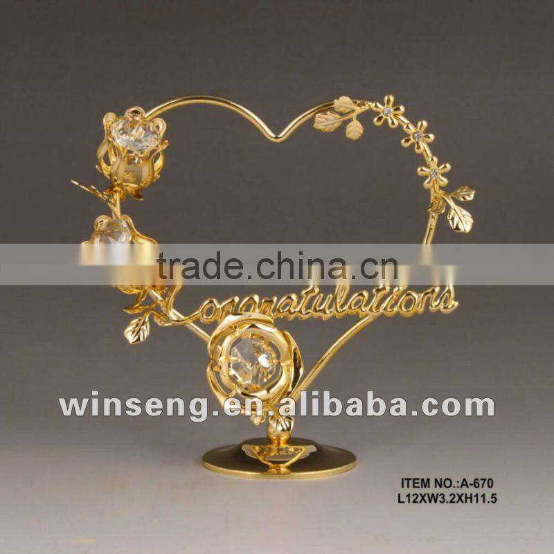 24K Gold Plated Love Heart with Flower for Gifts