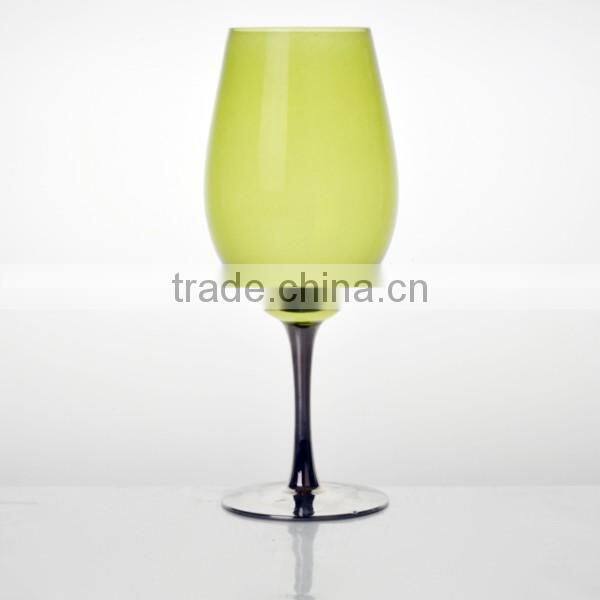color red wine glass with silver stem and base