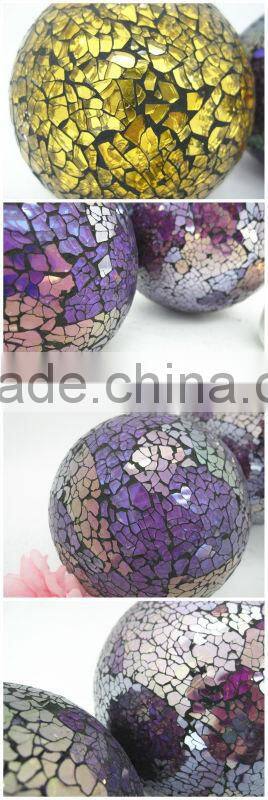 8 CM Garden Yard Decor Colored Crackle Glass Gazing Ball