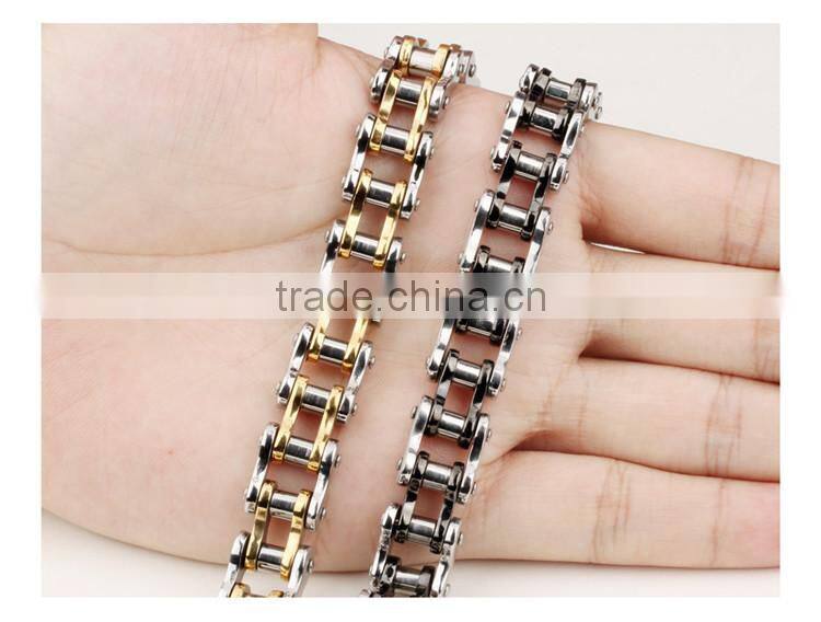 Unisex Stainless Steel Gold Biker motorcycle chain link bracelet
