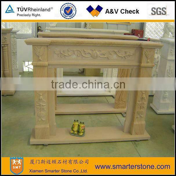 Beige Marble Fireplace Mantels