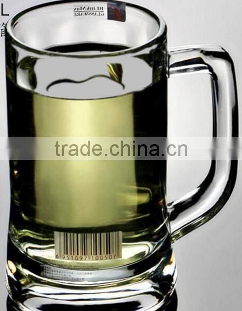Custom design 350ml Glass beer cup with handle