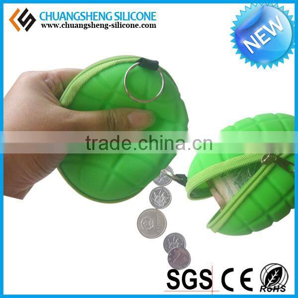Bomb shaped silicone smart wallet, silicone coin purse, kids money bag