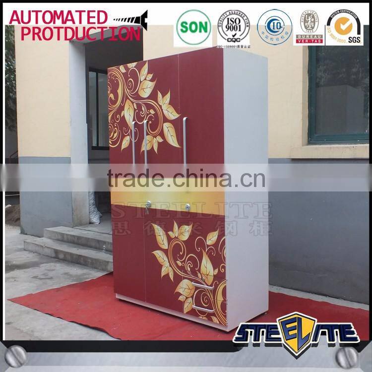 Bedroom furniture steel wardrobe closet design metal clothes cupboard