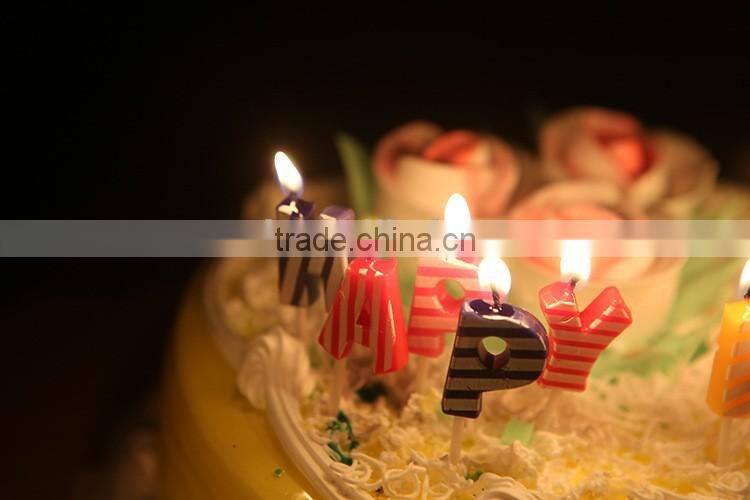 Point and Stripe Coloured English Character Shape Happy Birthday Candle