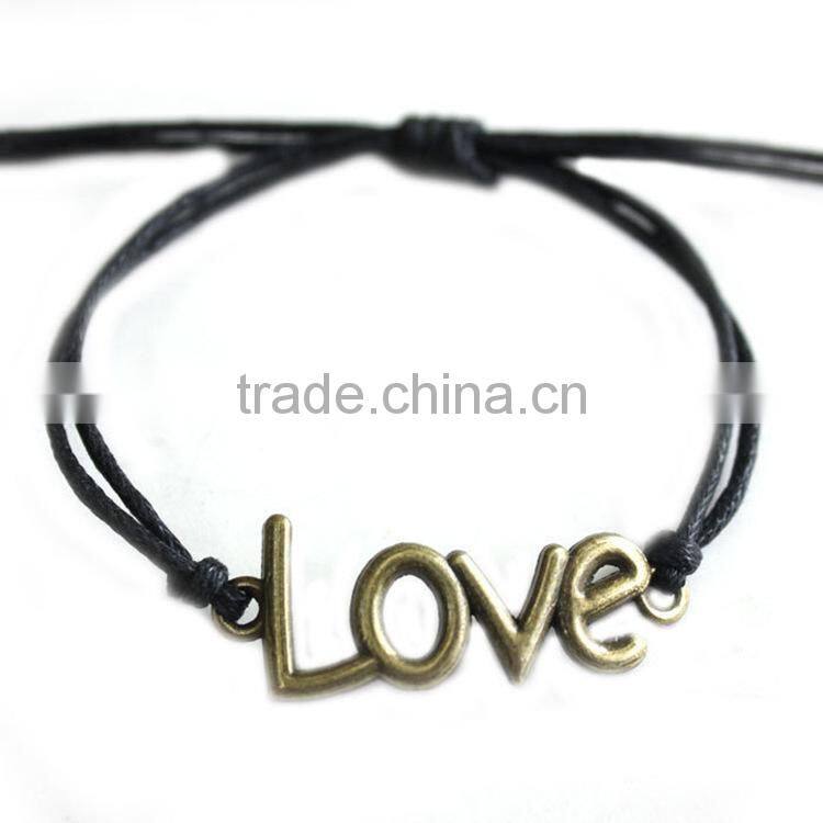 vintage love letter heart evil eye rudder charms bracelet adjustable customized charm wax cord bracelet