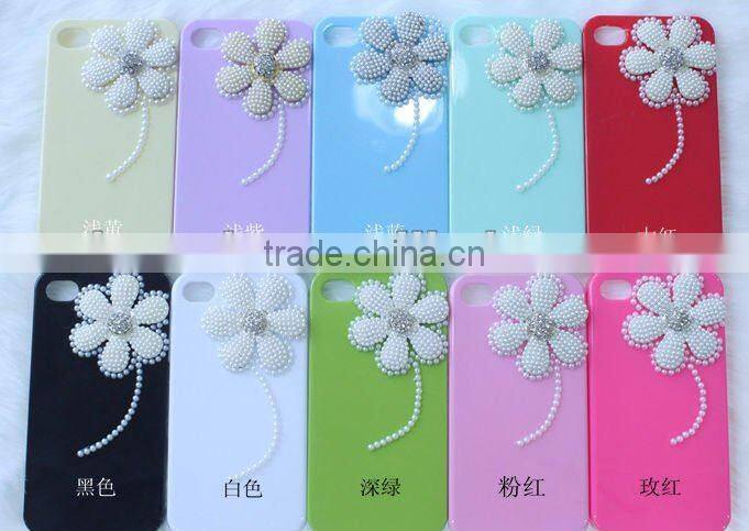 hot sell for iphone case for iphone 4g case with pearl and flower