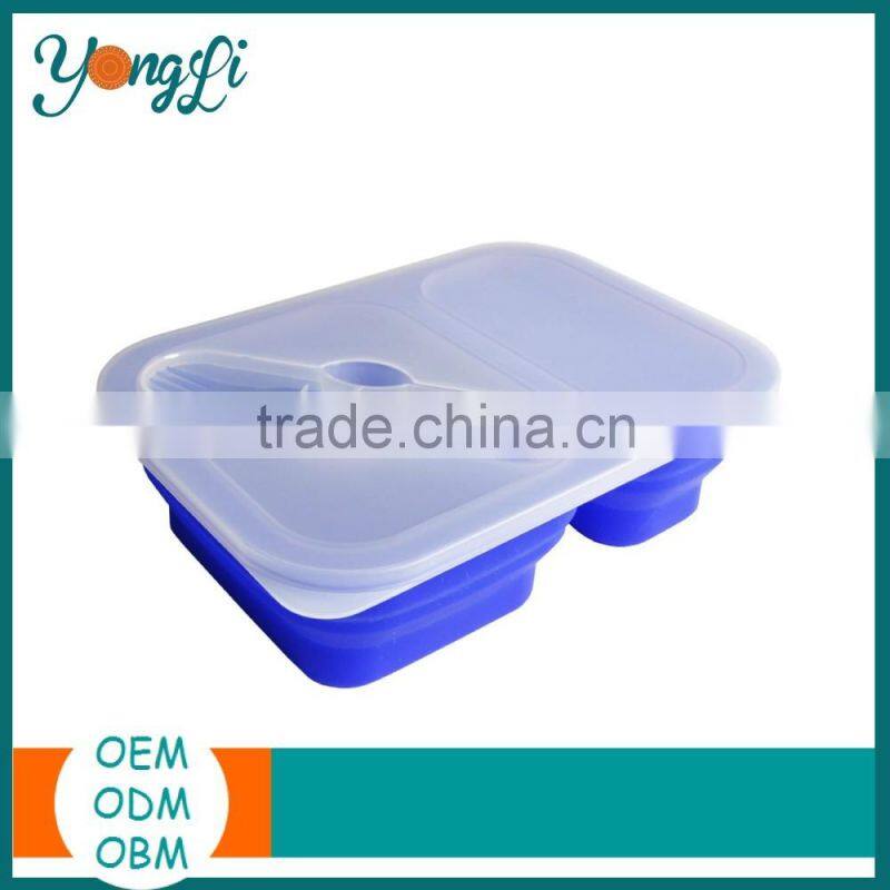 Kitchen Ware Silicone Kids Lunchbox With Fork
