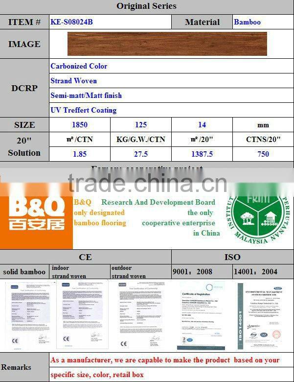 2016 Cheap CE ISO Certified High Quality Carbonized Click Solid Bamboo Flooring