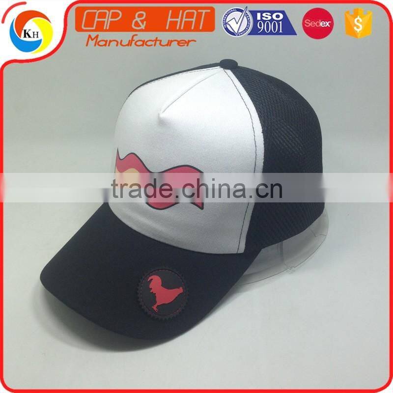 Screen Printing Mesh Baseball Cap Rubber Logo Trucker Hat