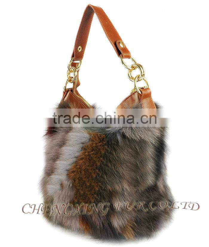 CX-H-50 Good Quality Leather Rex Rabbit Fur Women Bags/Handbag/Hand Bag