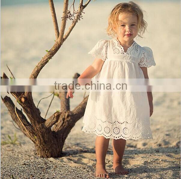 2017 Latest Wholesale Baby Clothes Hot sale cheap clothing Children's Boutique short sleeve summer white baby girl summer dress