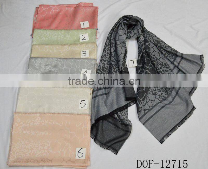 Spring new hot leopard jacquard scarf 100%viscose