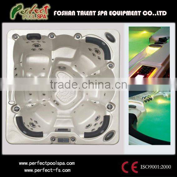 Family joyful outdoor spa/ whirlpool/hot tub with theraphy center