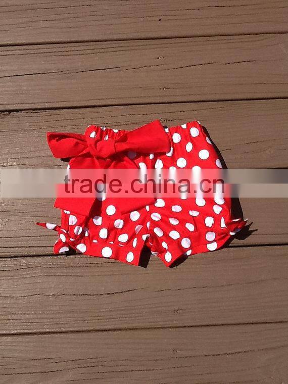 Wholesale baby icing shorts red white polka dots pants baby leggings with bow