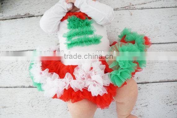 Children christmas gifts for little baby pettiskirt and long sleeve shirt with christmas tree baby outfit