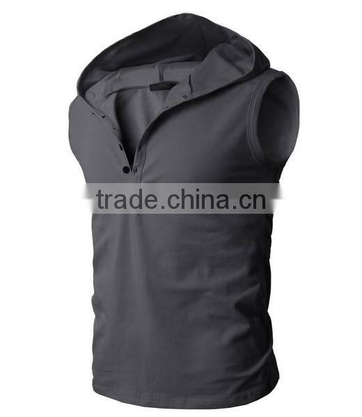 OEM new design cotton plain wholesale sleeveless hoodie man vest