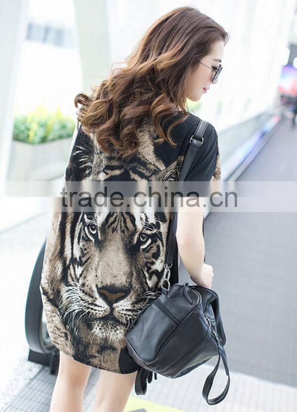 Summer Korean style plus size loose round neck short sleeve casual tiger printing 3D t shirt wholesale
