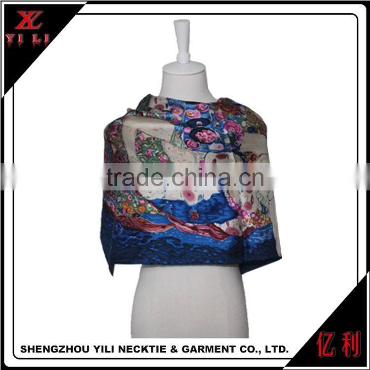 Factory direct custom beautiful printing 100% silk scarf