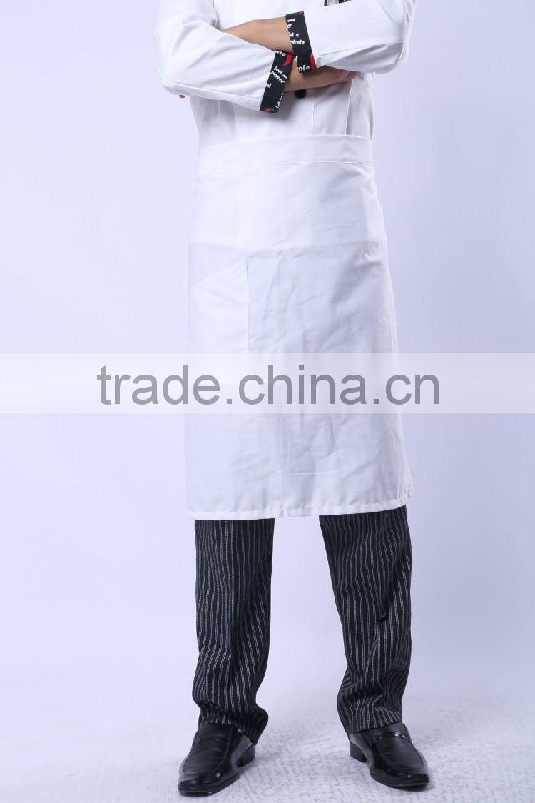 Juqian factory price cheap bulk kinds cotton kitchen hotel chef uniform apron designs