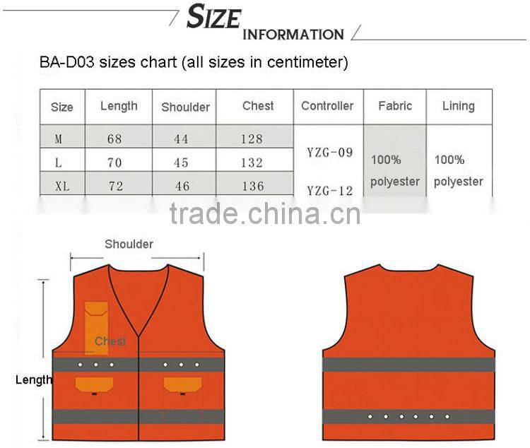 safe protective orange LED construction vest for workers