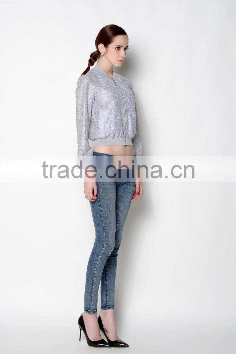 unique comfortable fabric used fashion casual crop style women coat model