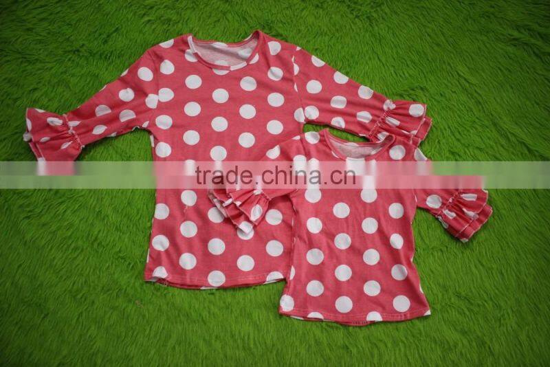 bokun factory custom made women clothing polka dots pattern blouse mom and me summer shirts