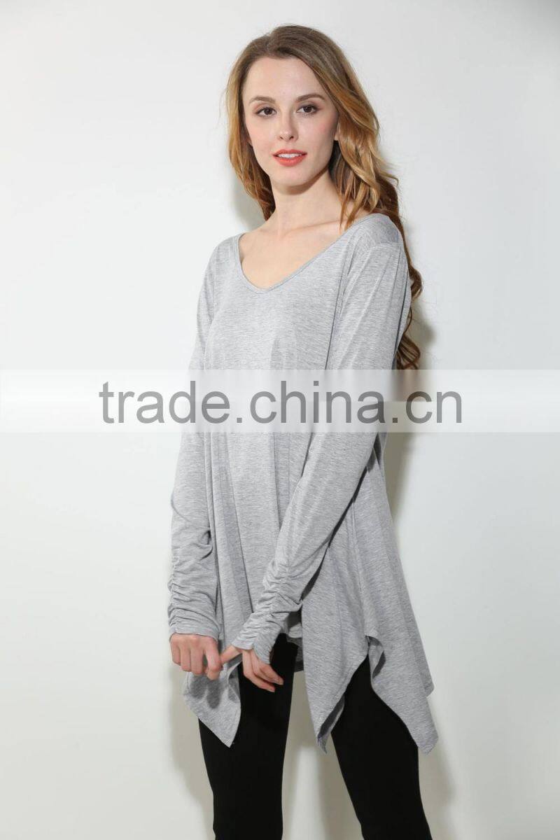 Fashion Women's Sexy Fashion Loose Tops Long Sleeve V Neck Casual Blouse For Sale
