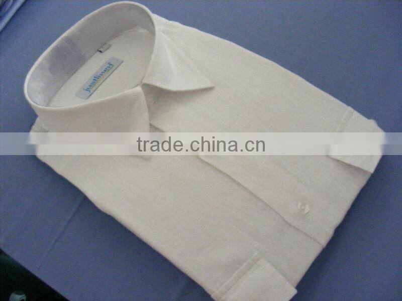 men's white linen shirt with two chest pockets