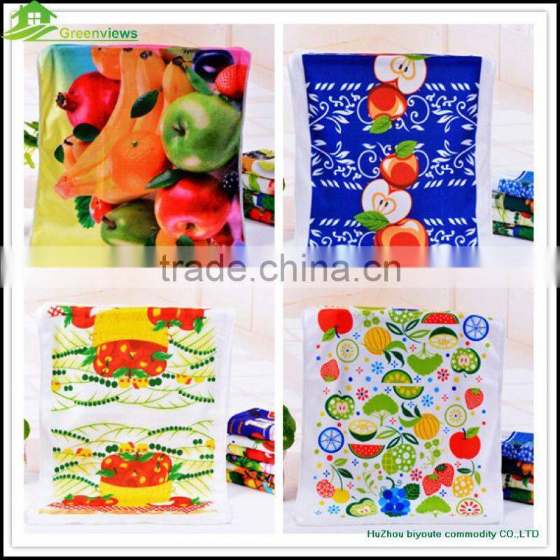 Kitchen poliester printed towel microfiber tea towel fabric linen fabric for tea towel