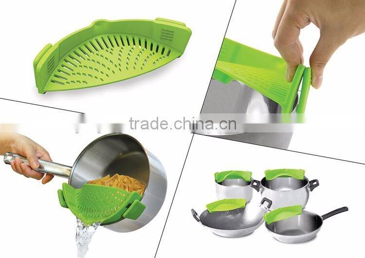 Hot Sale Clip-on Silicone Strainer,Universal Size Fits Most Pans
