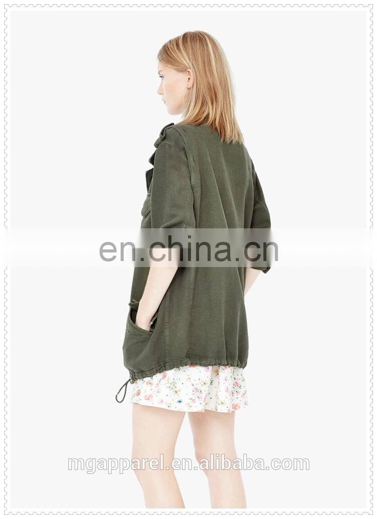 new style high quality long sleeve womens military jacket wholesale