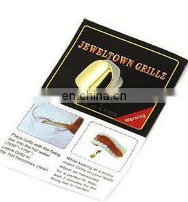 Golden Hip Hop Single Tooth Grillz Cap Top & Bottom Grill for Halloween Jewelry Gifts Bling Custom Teeth Rhinestone deco